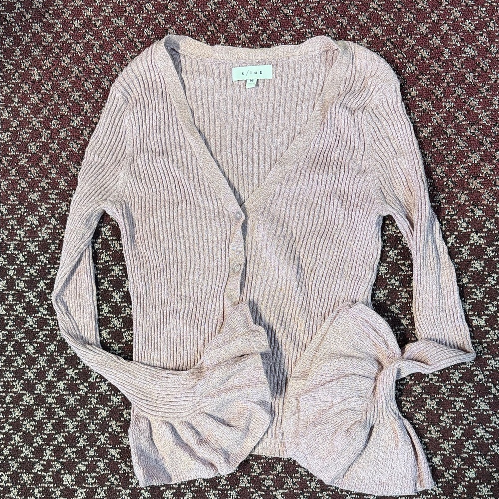Vince Women's Soft Pink Ribbed Cardigan